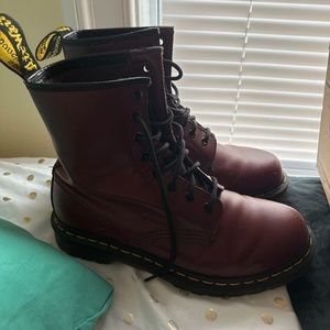Dr. Martens 1460 Smooth Leather Lace Up Boot Maroon